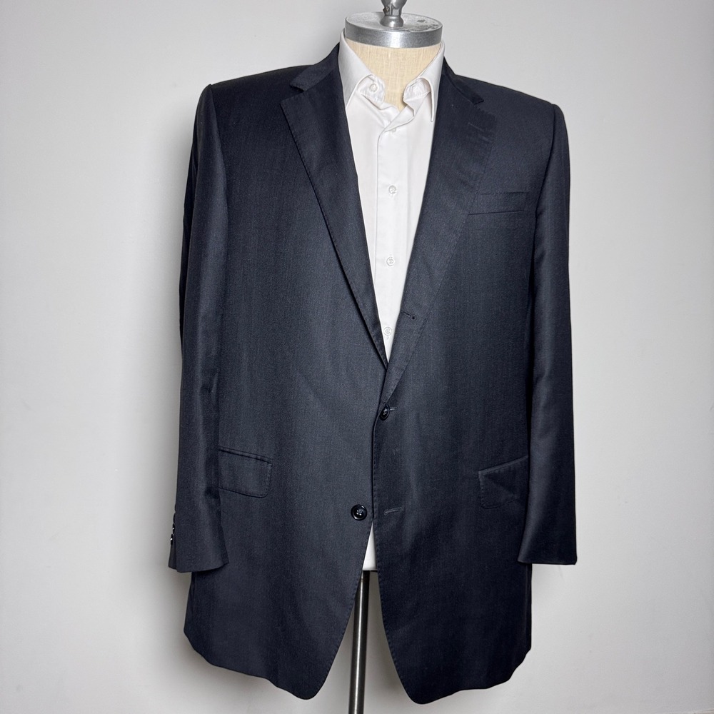 Samuelsohn Sport Coat Mens 48 XL Charcoal Gray Solid Wool 2-Button Blazer